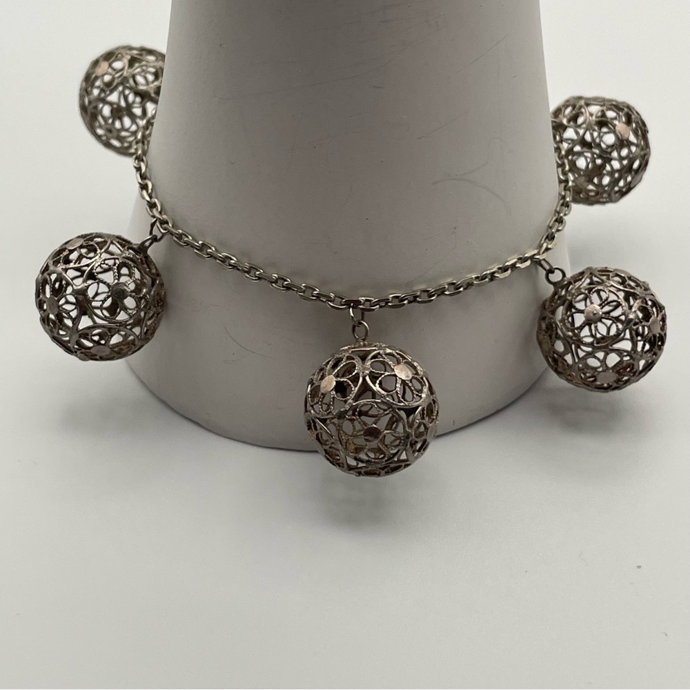 925 Silver Filigree Ball Bracelet